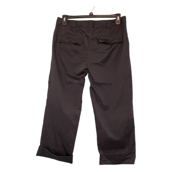 Banana Republic Harrison Cropped Straight Leg Pants Black Cuffs Hi-Rise 12 - Picture 2 of 6